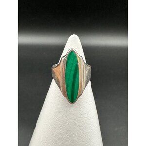 Vintage Malachite Sterling Silver Ring Stamped KBN Native American Size 4.75
